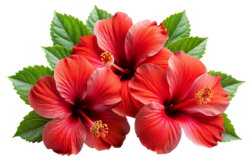 Tropical red hibiscus flowers png