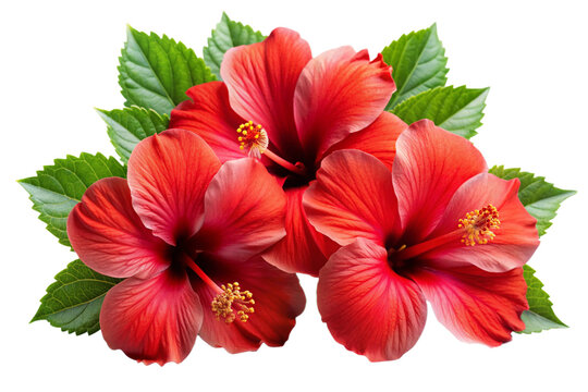 Tropical red hibiscus flowers png
