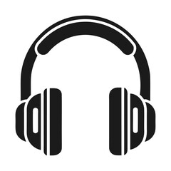 Black silhouette audio music headset icon and vector illustration