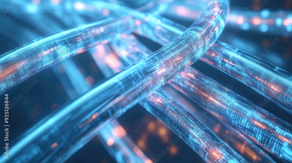 Poster close-up of a network cable, with glowing data flowing through it.