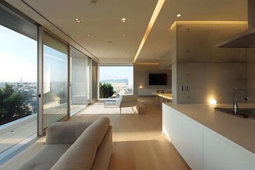 Modern Living Room Interior Design With Concrete Wall