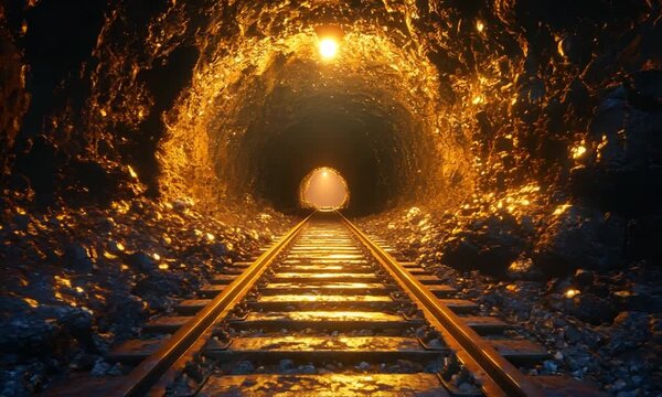 Light at the end of railroad tunnel.