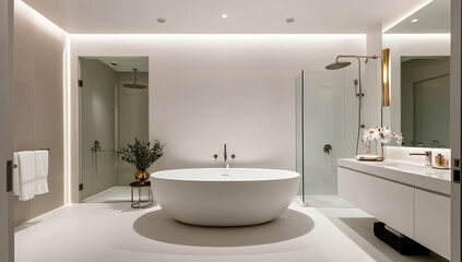 Pure white bathroom model, Minimalist style