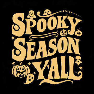 It's spooky season y'all Retro T-shirt, Retro Halloween Shirt, Spooky Season, Ghost pumpkin T-shirt, Trendy Halloween, Hippie Halloween, Ghouls T-shirt, Cut File For Cricut And Silhouette
