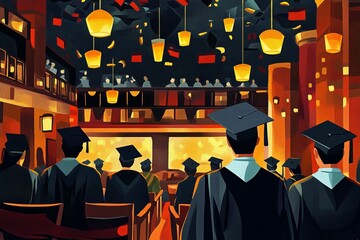 Obraz premium illustration people graduating from university 