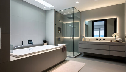 Light gray bathroom model, Minimalist style