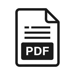 Black silhouette pdf note document file page icon and vector illustration