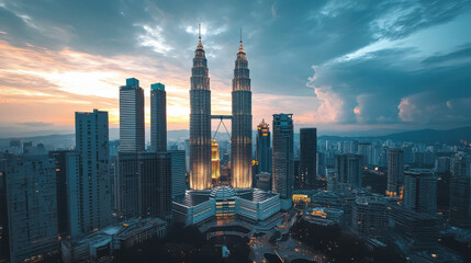 Naklejka premium Communication technology in Malaysia: Development of 5G networks and digital communication,