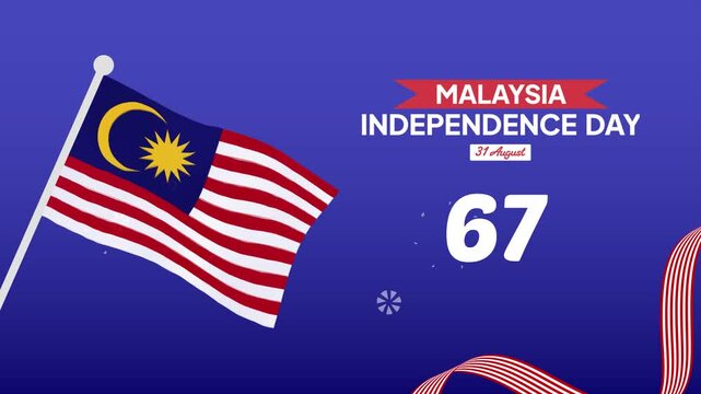 Animated video Malaysia Independence Day concept. Full length animation illustration. High quality 4k footage.