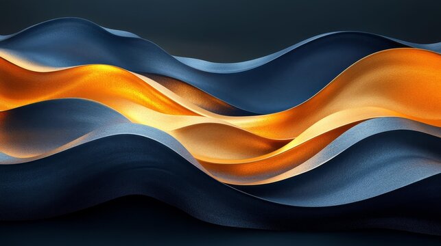 Abstract wave patterns in gold and blue - generative ai - Powered by Adobe