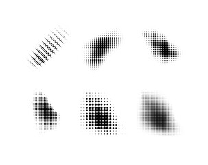Dotted halftone waves. Abstract shapes, wave effect dotted gradient. Halftone graphic dots waves. Wave dotted halftone. Vector