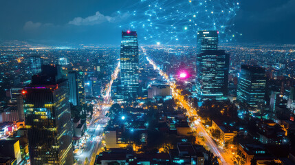 Fototapeta premium Communication technology in Mexico: Growth in telecom services and internet access,