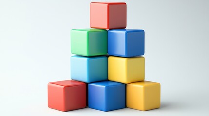 Colorful building blocks stacked creatively, ideal for children's play, education, and early development concepts.