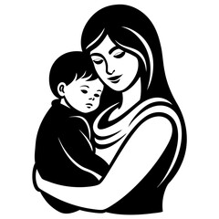mother and child vector illustration, baby vector art, mother and baby silhouette, mother vector icon, mother and child line art, eps