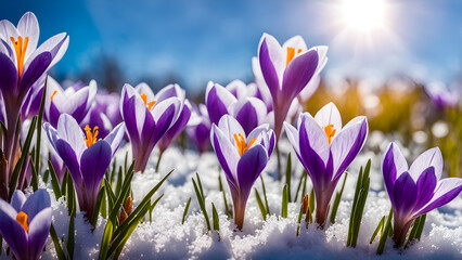 crocuses in the snow