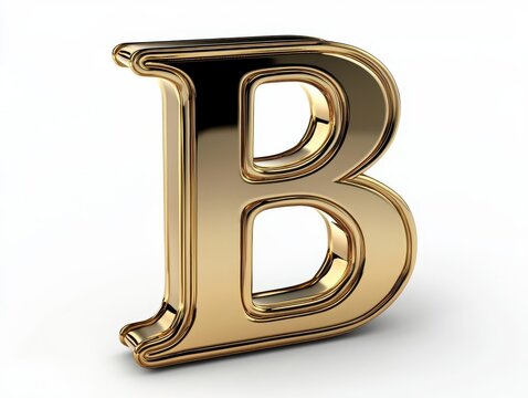 recommend clip art: Golden 3D letter B isolated on white background