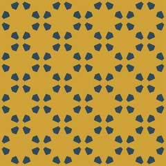 Geometric seamless pattern in navy blue and mustard colors
