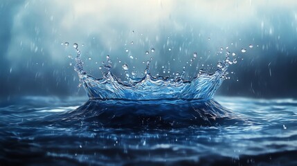 Dynamic water splash with ripples - generative ai