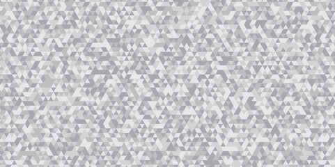 Abstract geometric white and gray background seamless mosaic and low polygon triangle texture wallpaper. Triangle shape retro wall grid pattern geometric ornament tile vector square element.
