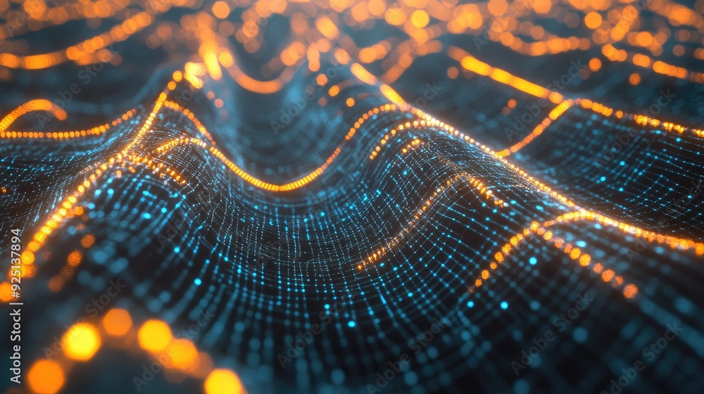 Poster abstract image of data flowing through a communication network, with glowing lines.