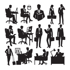 Secretary silhouette vector illustration set