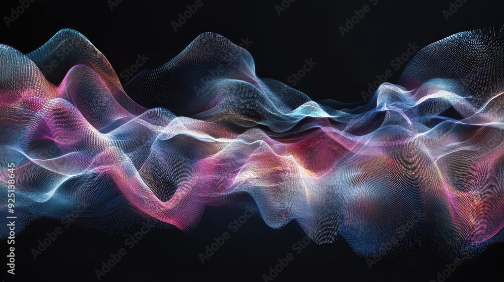 Poster abstract representation of data waves flowing through a communication network.