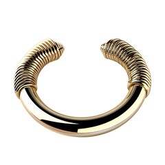 Gold bangle bracelet with twisted ends.