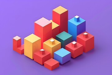 Colorful 3D Geometric Shapes Abstract Design