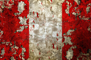 Fototapeta premium Old and Weathered Peru Flag