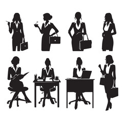 Secretary silhouette vector illustration set
