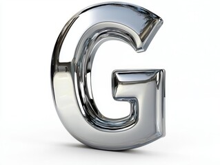 Shiny metallic letter G, isolated on white background