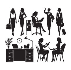 Secretary silhouette vector illustration set