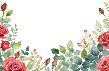 Watercolor Red Rose Flowers, Flower Background