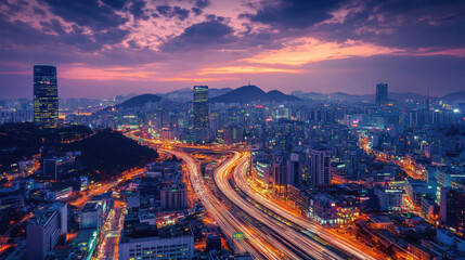 Fototapeta premium Communication technology in South Korea: Cutting-edge mobile communication and smart cities,