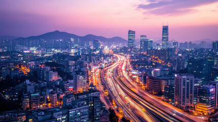 Fototapeta premium Communication technology in South Korea: Cutting-edge mobile communication and smart cities,