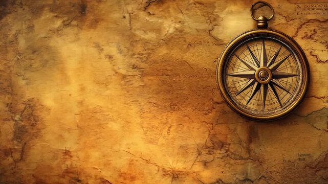 A weathered compass rests on an old map, highlighting themes of navigation, adventure, and discovery.