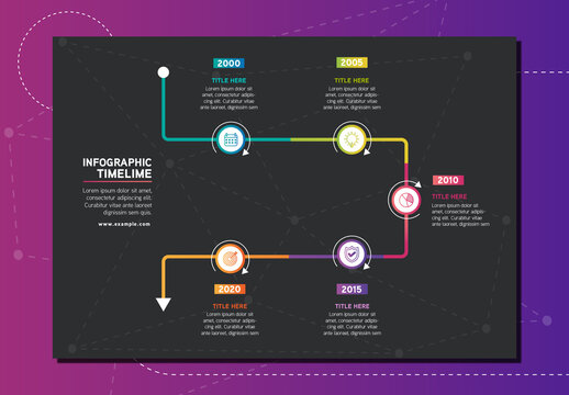 Dark Curve Line Infographic Timeline Layout Template
