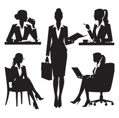 Secretary silhouette vector illustration set