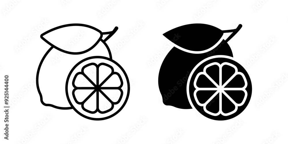 Poster lemon icon set. fresh lemon sign. for mobile concept and web design. vector illustration on white ba