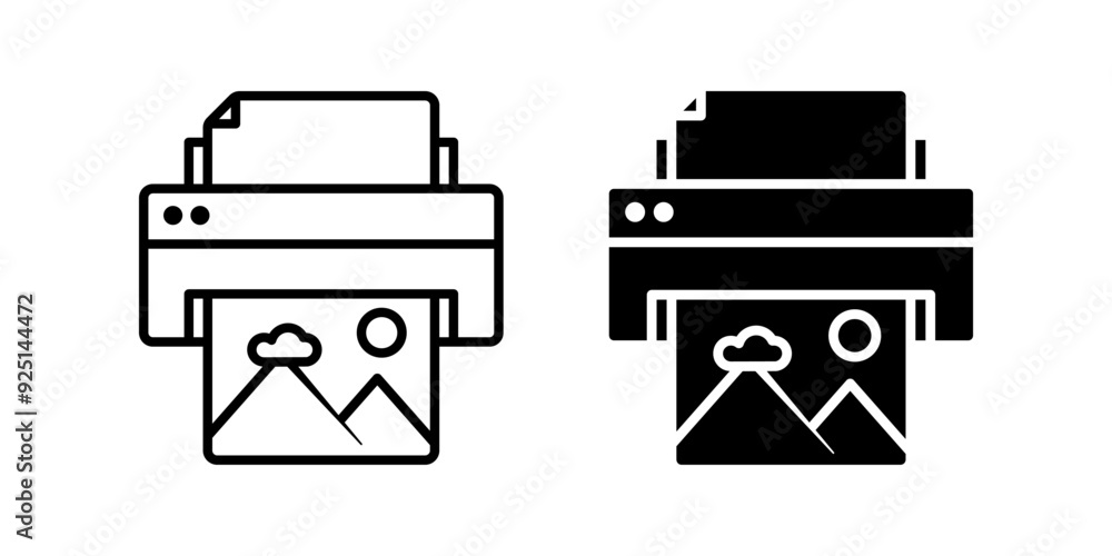 Poster printer icon set. print sign. for mobile concept and web design. vector illustration on white backgr