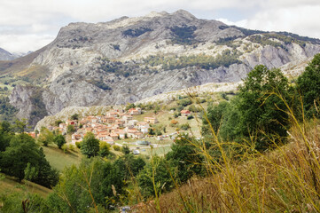 Fototapeta premium Idyllic Sotres Village Nestled in the Picos de Europa (