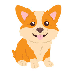 Vector illustration cute doodle corgi puppy for digital stamp,greeting card,sticker,icon,design