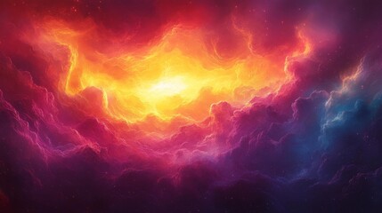 Vibrant nebula cloudscape with fiery core - generative ai