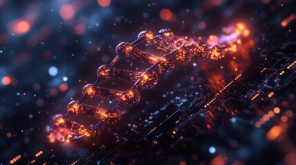 Futuristic glowing dna strand - generative ai