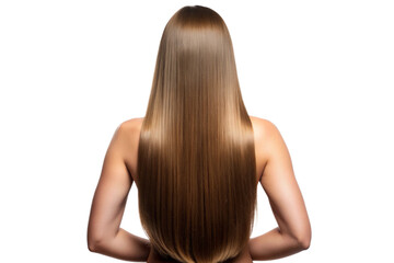 Fototapeta premium Woman with straight long brown hair from back view png 