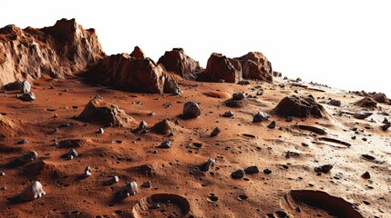 Fototapeta premium Martian Landscape with Rocky Mountains and Red Sand