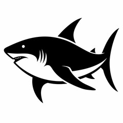 Fototapeta premium shark isolated on white, shark vector illustration, shark with roots vector art, shark silhouette, shark tree vector icon, shark line art, eps 
