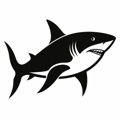 Obraz premium shark isolated on white, shark vector illustration, shark with roots vector art, shark silhouette, shark tree vector icon, shark line art, eps 