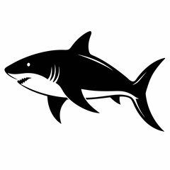 Obraz premium shark isolated on white, shark vector illustration, shark with roots vector art, shark silhouette, shark tree vector icon, shark line art, eps 