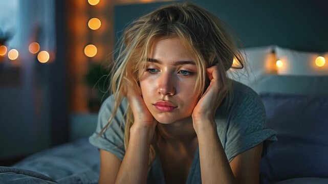 Young lady suffering from unintended pregnancy, mental illness, or loneliness-related anxiety and depression
